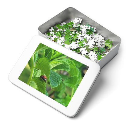 Ladybug on Green Leaves Jigsaw Puzzle (Tin Box)