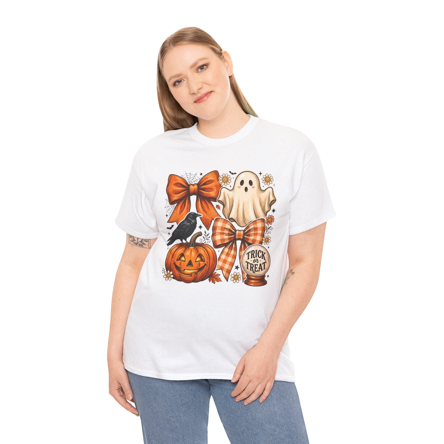 Halloween Pumpkin Ghost Tee — Trick or Treat Fall Graphic Shirt