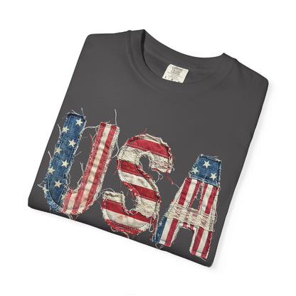 USA Flag Graphic T‑Shirt — Distressed Patriotic Tee for 4th of July