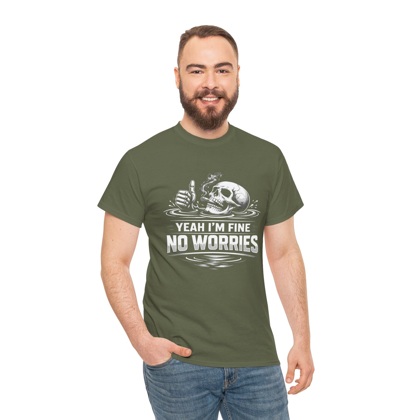 Skull "Yeah I'm Fine No Worries" Graphic Tee