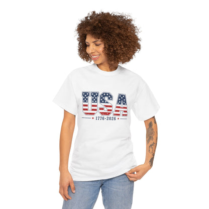 USA 1776-2026 Flag Graphic T-Shirt — Patriotic Fourth of July Tee