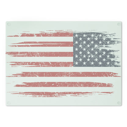 American Flag Cutting Board — Distressed USA Patriotic Kitchen Serving Board