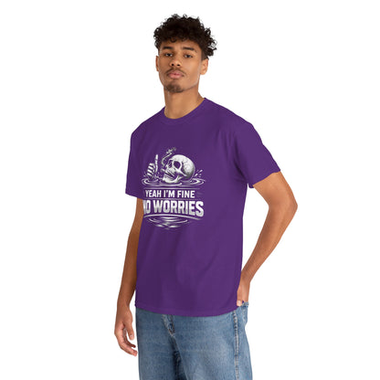 Skull "Yeah I'm Fine No Worries" Graphic Tee