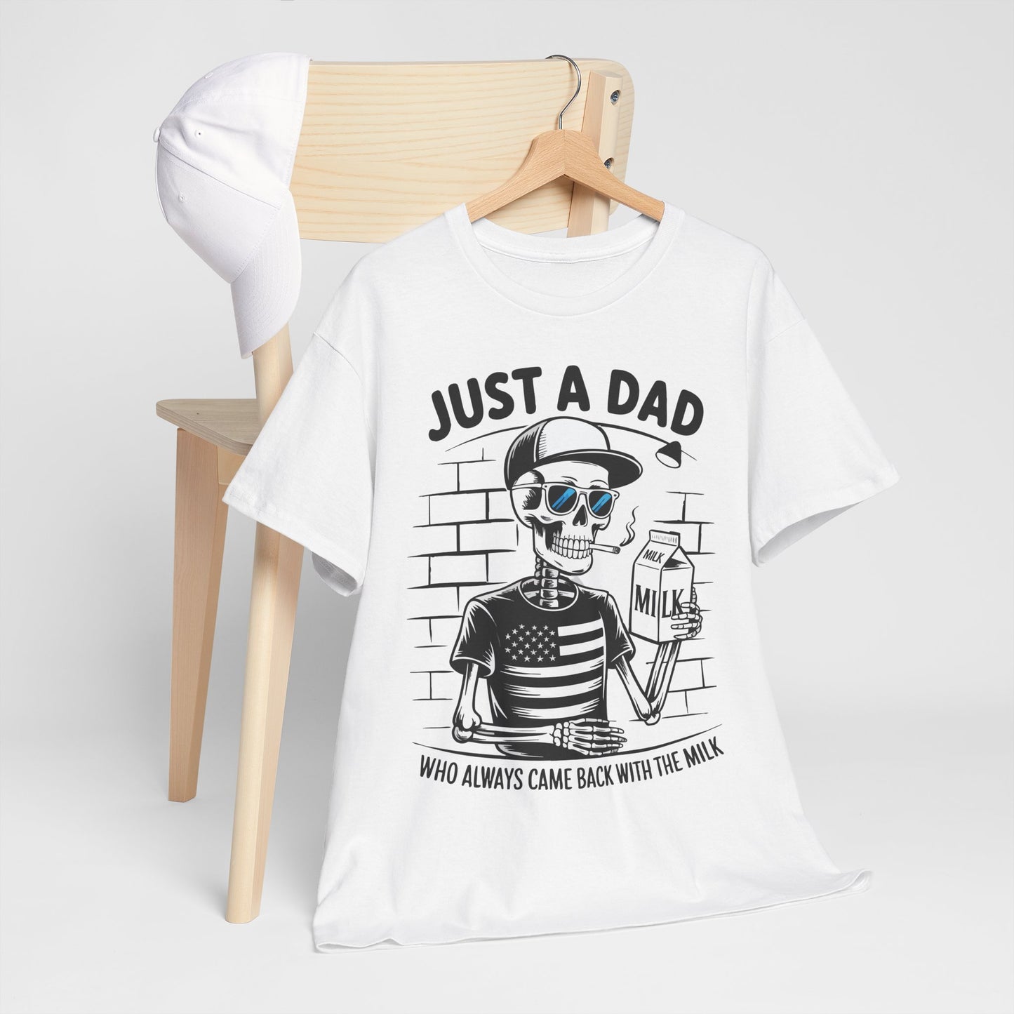 Just A Dad Skull Tee — "Who Always Came Back With The Milk" Vintage Father's Day T‑Shirt