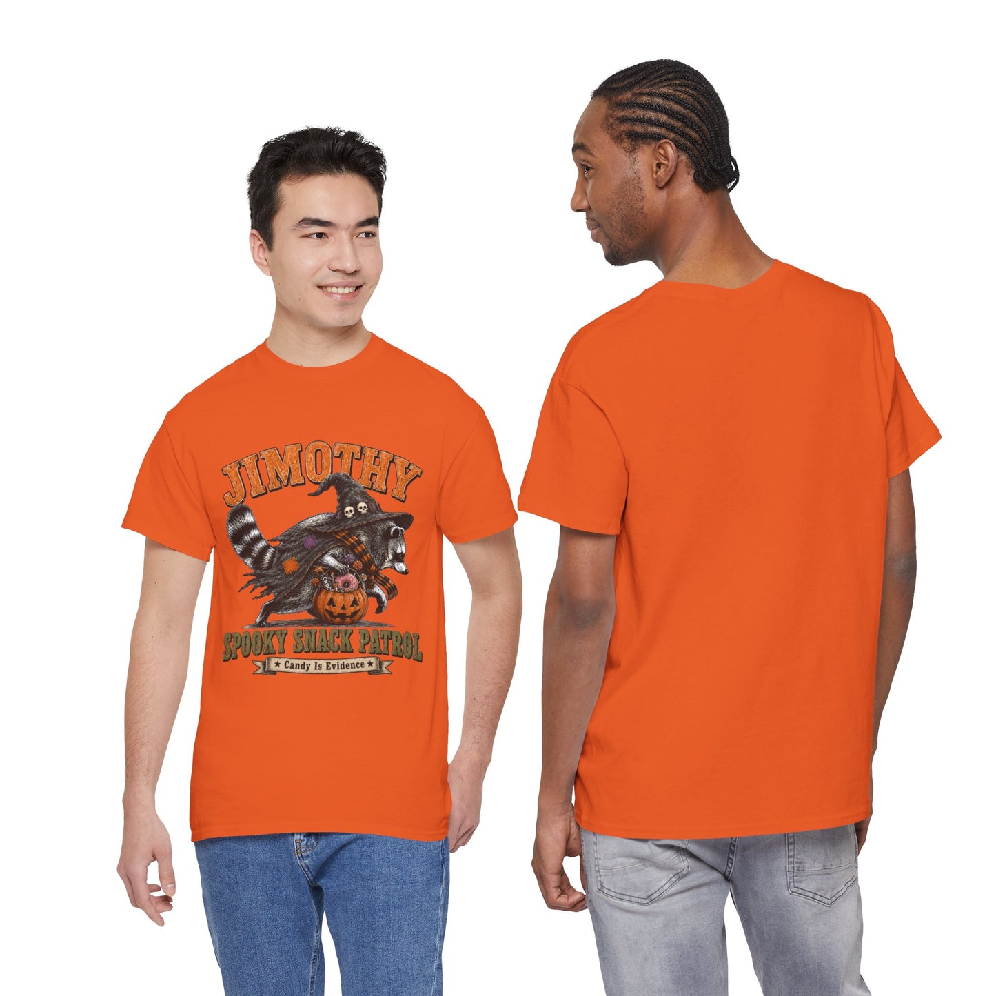 Halloween Racoon Tee — “Jimothy Spooky Snack Patrol” Graphic Shirt