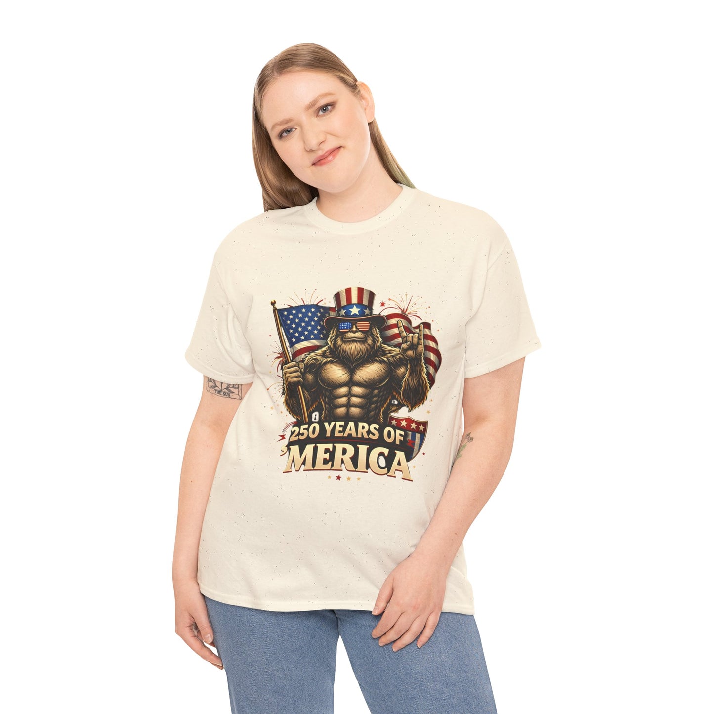 250 Years of America T-Shirt — Patriotic Uncle Sam Bigfoot Flag Tee