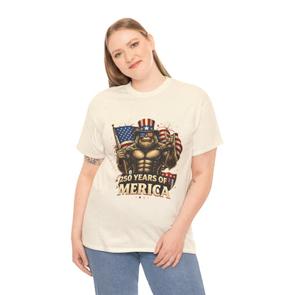 250 Years of America T-Shirt — Patriotic Uncle Sam Bigfoot Flag Tee