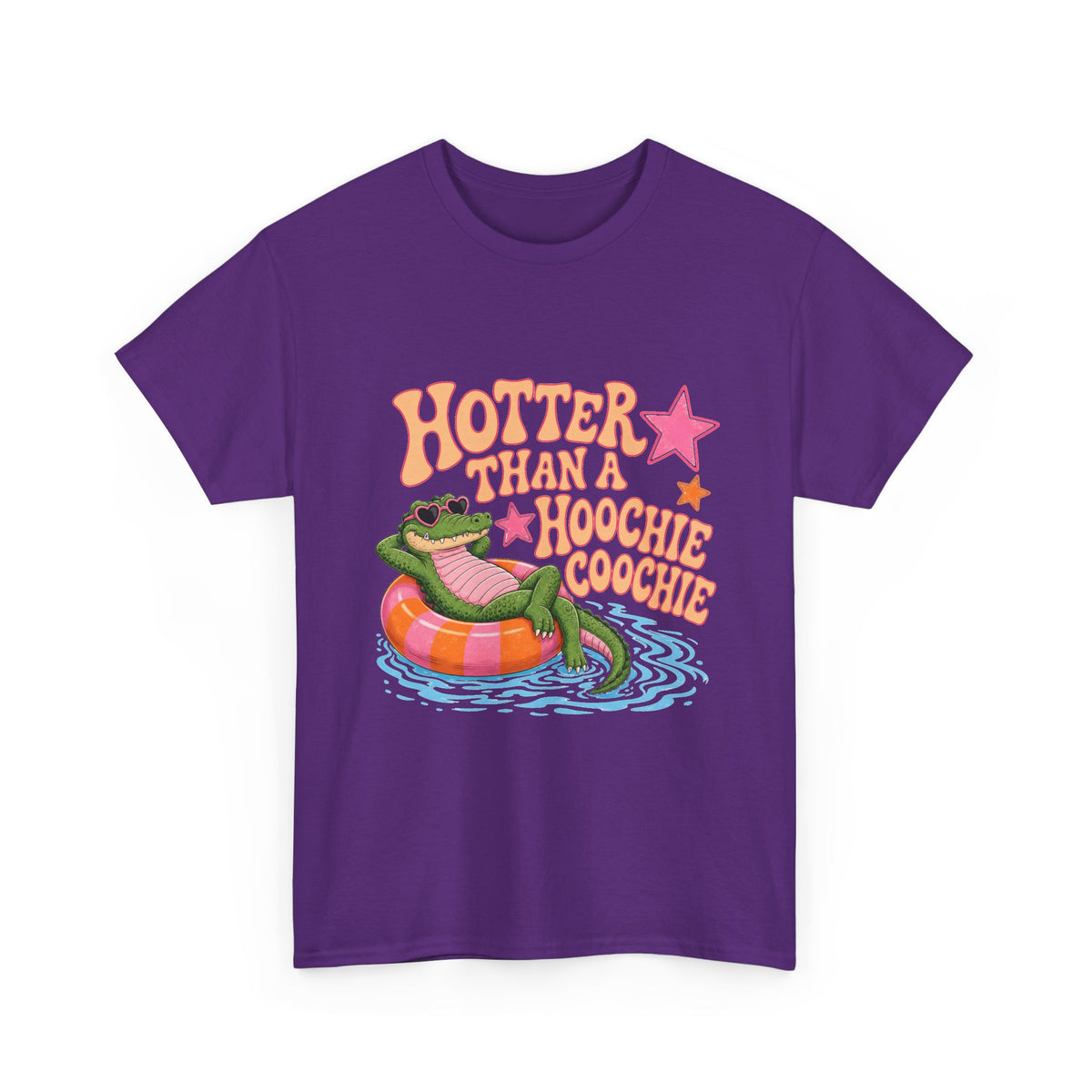 Graphic Tee — "Hotter Than a Hoochie Coochie" Alligator Pool Float Shirt