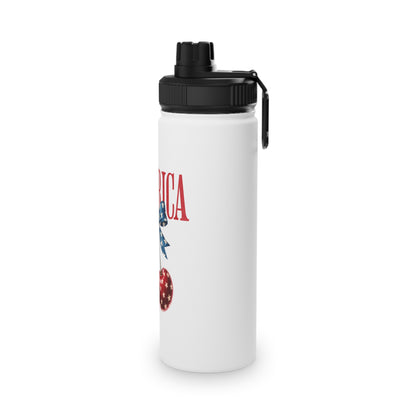 Patriotic Cherry Stainless Steel Water Bottle — USA Stars & Stripes Sports Lid