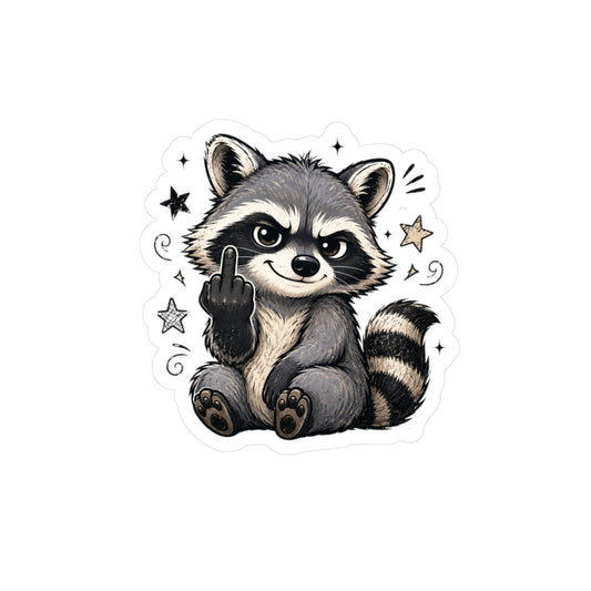 Rude Raccoon Middle Finger Sticker — Kiss-Cut Vinyl Decal