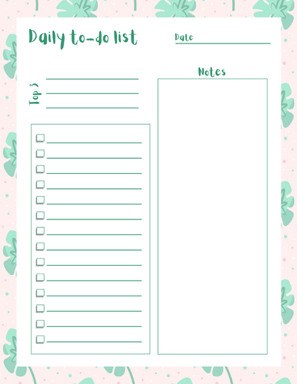 Tropical Leaves Daily To-Do List Set