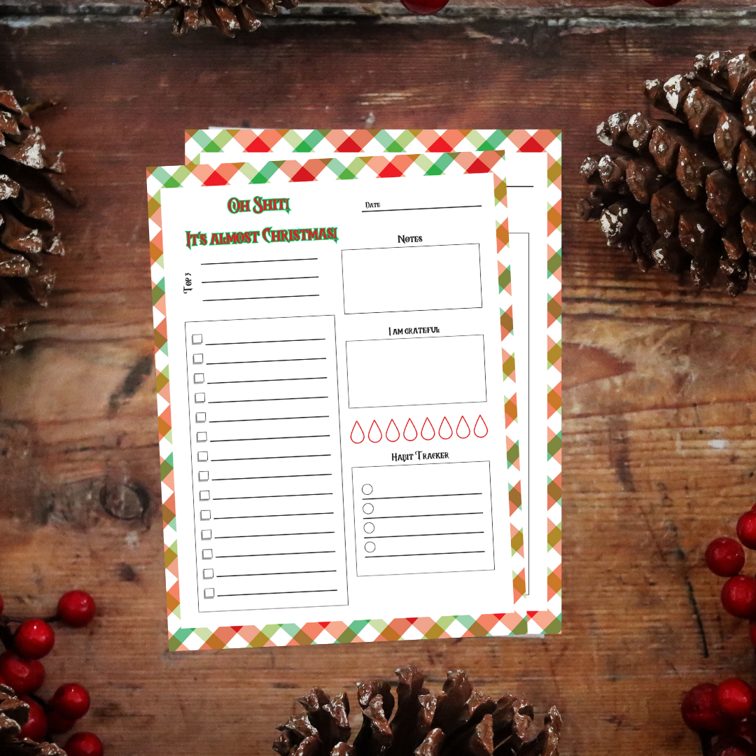 "Oh Shit! It's Almost Christmas!" Checklist/Tracker Plaid