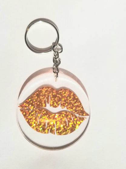 Gold Holographic Lips Keychain