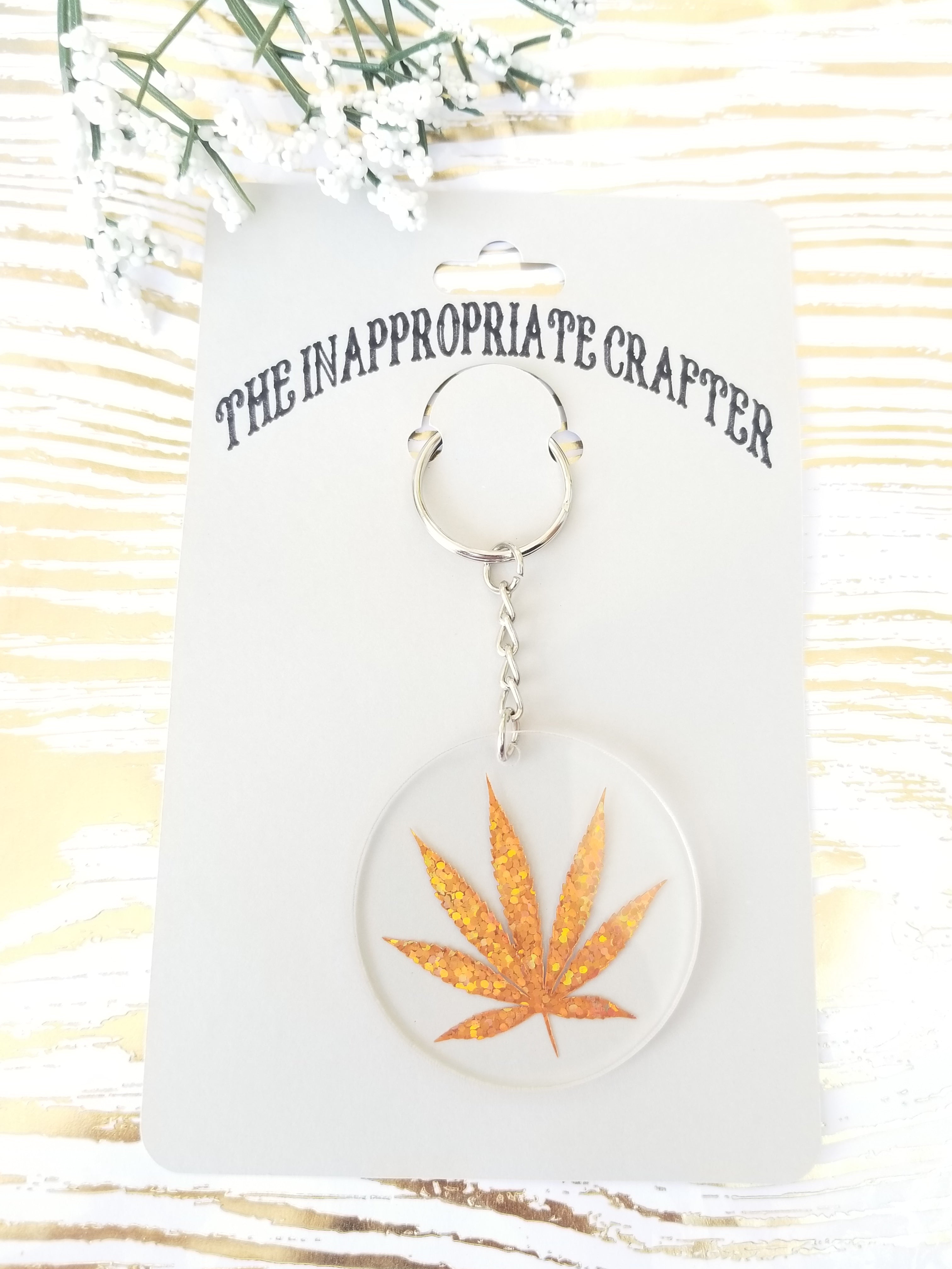 Gold Holographic Pot Leaf Keychain – The Inappropriate Crafter