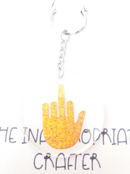 Sparkly Gold Middle Finger Keychain