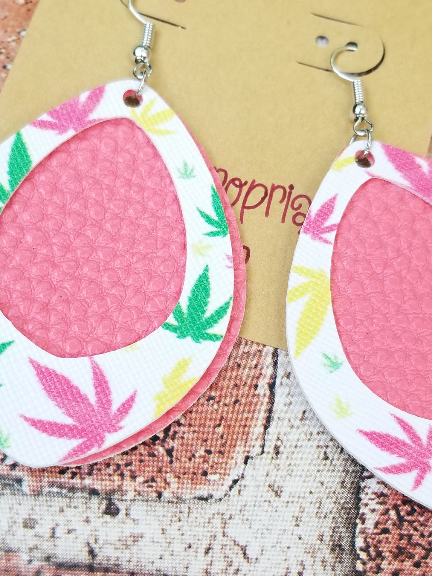 Multicolored Coral Weed Print Earrings