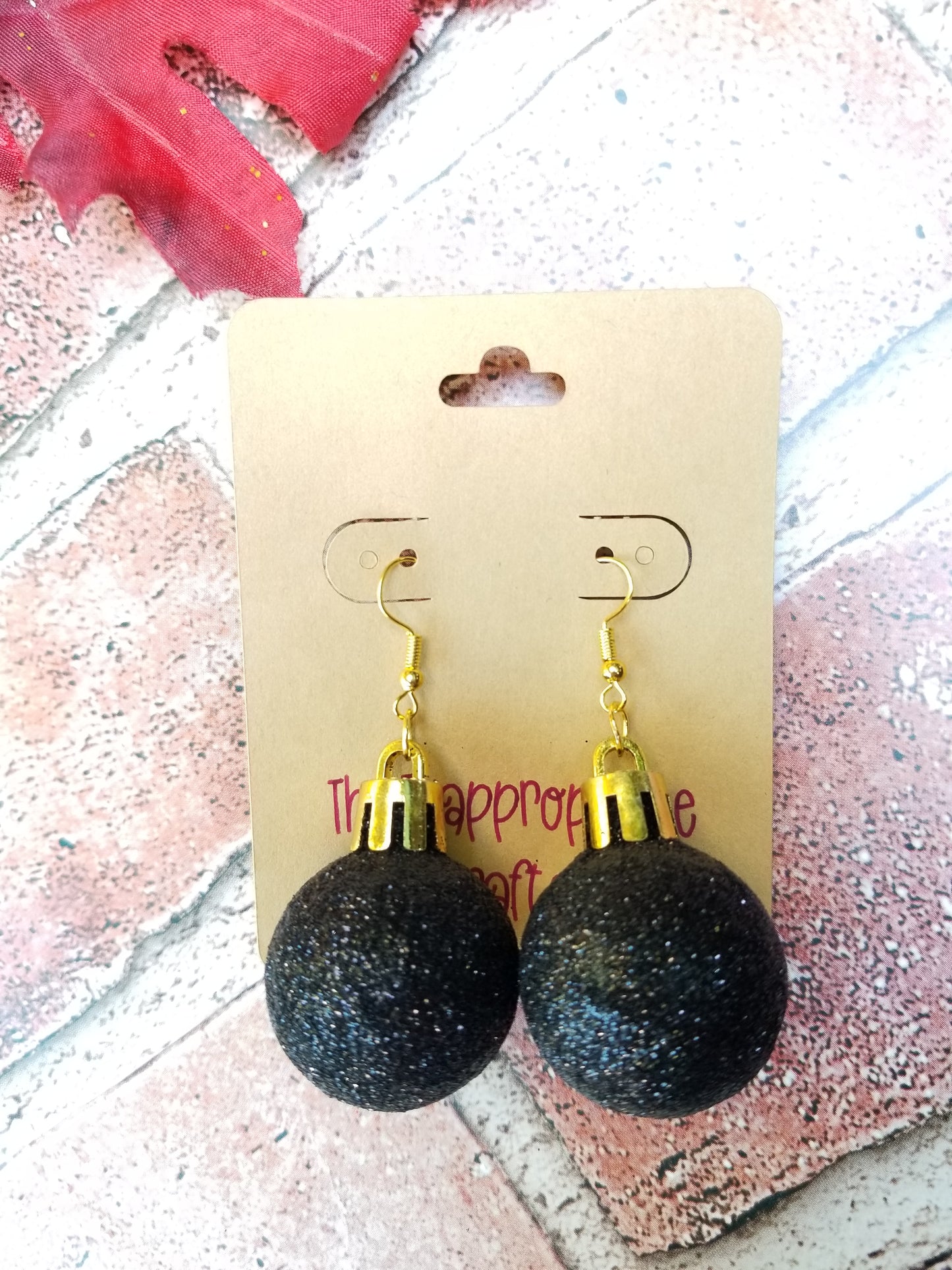 Sparkly Black Ornament Earrings