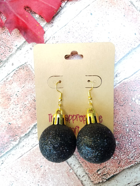 Sparkly Black Ornament Earrings