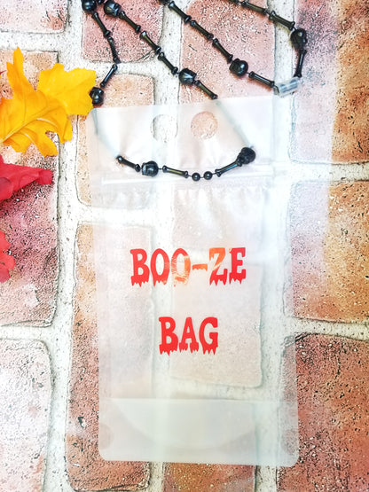 Red "Boo-ze Bag" Refillable Drink Pouch With Necklace