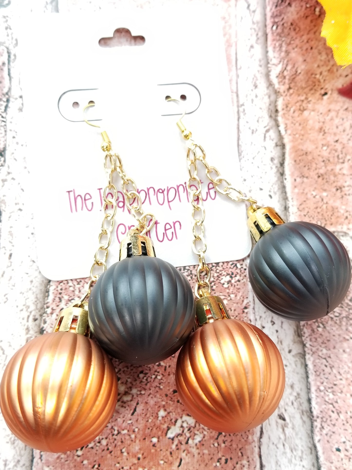 Orange and Black Ornament Earrings