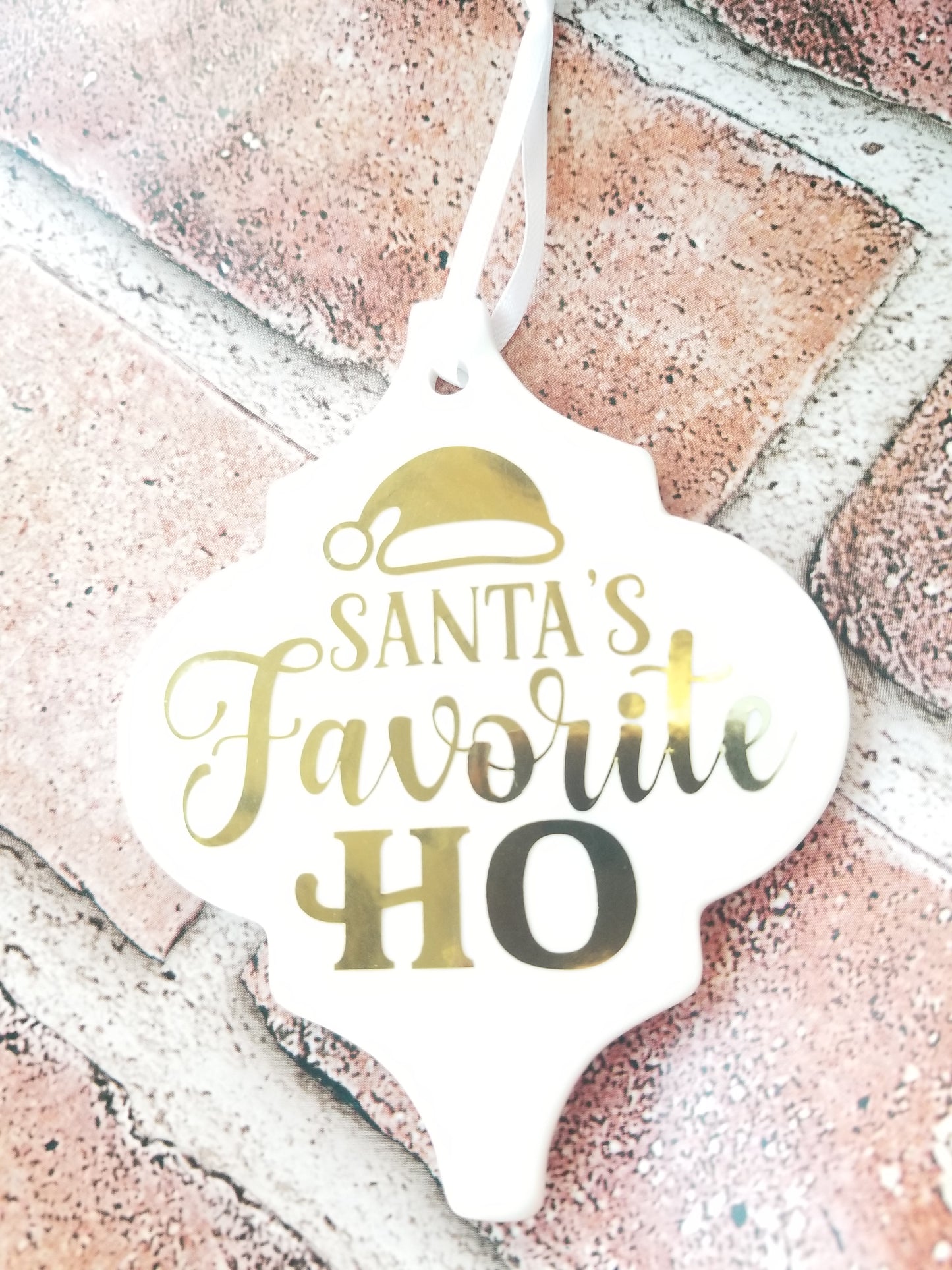 Santa's Favorite Ho Ornament  Gold