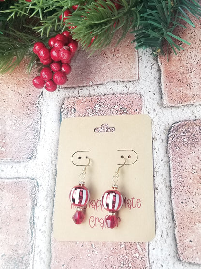 Fancy Red and White Earrings