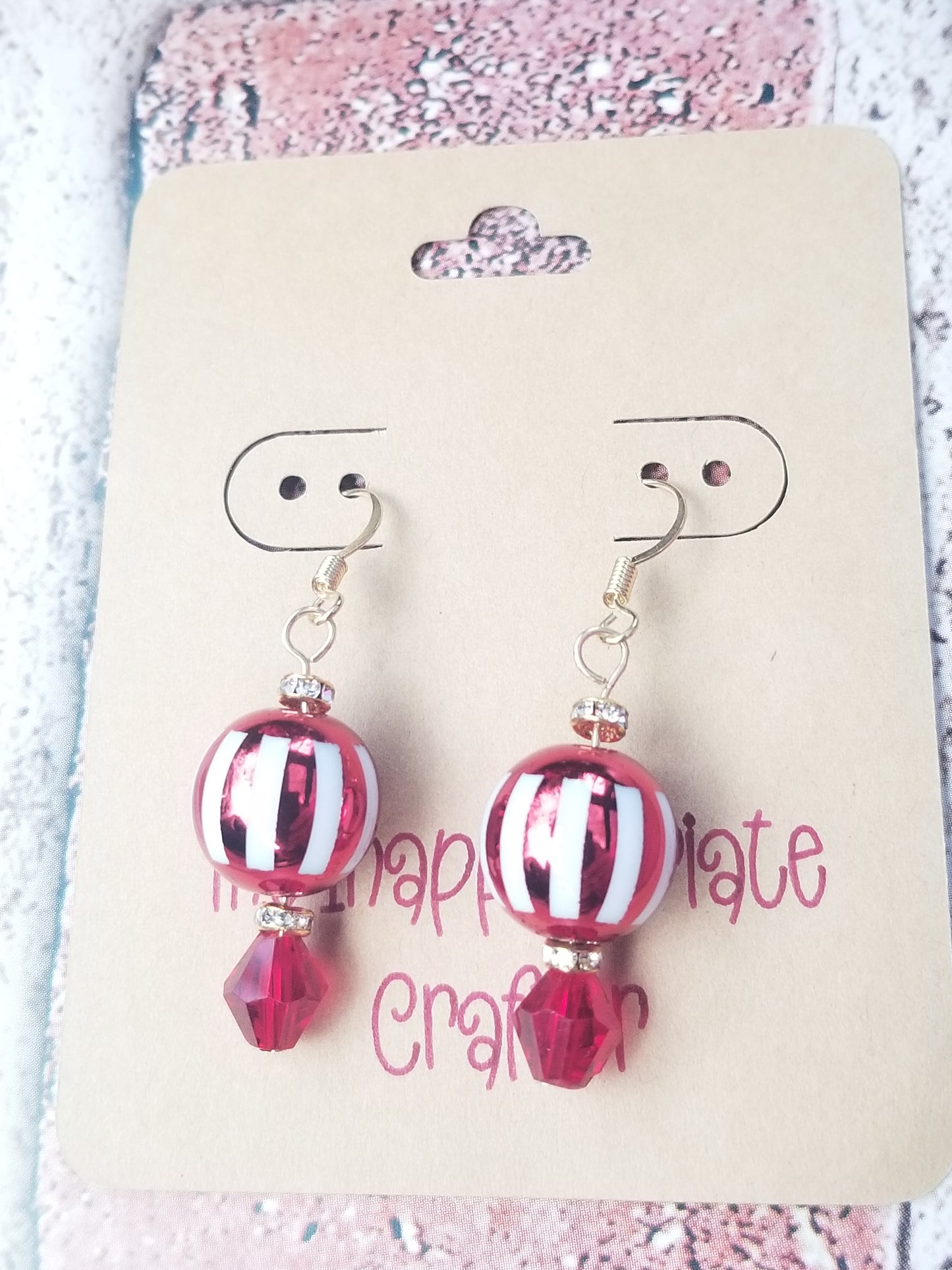 Fancy Red and White Earrings