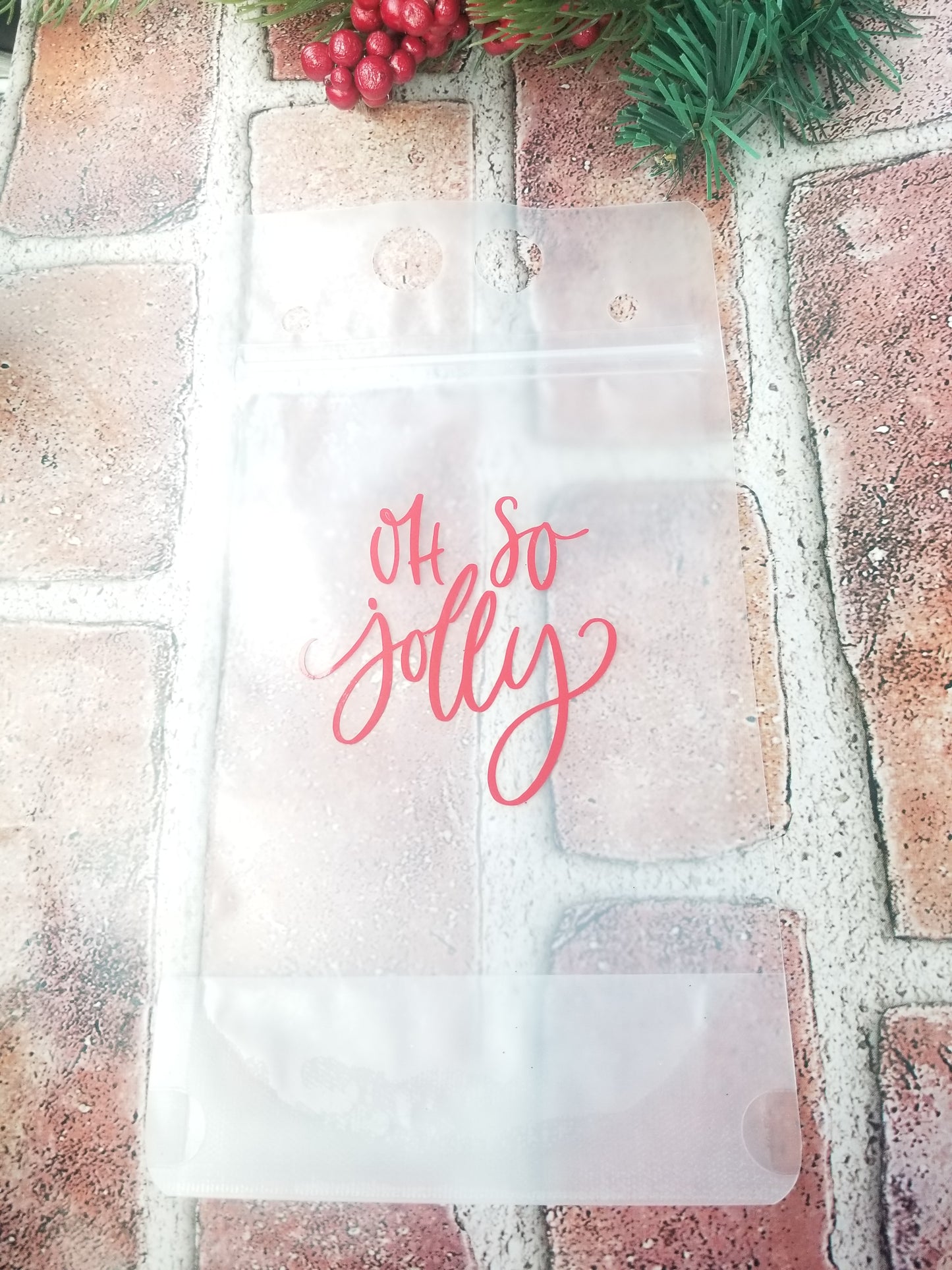 "Oh So Jolly" Refillable Drink Pouch red