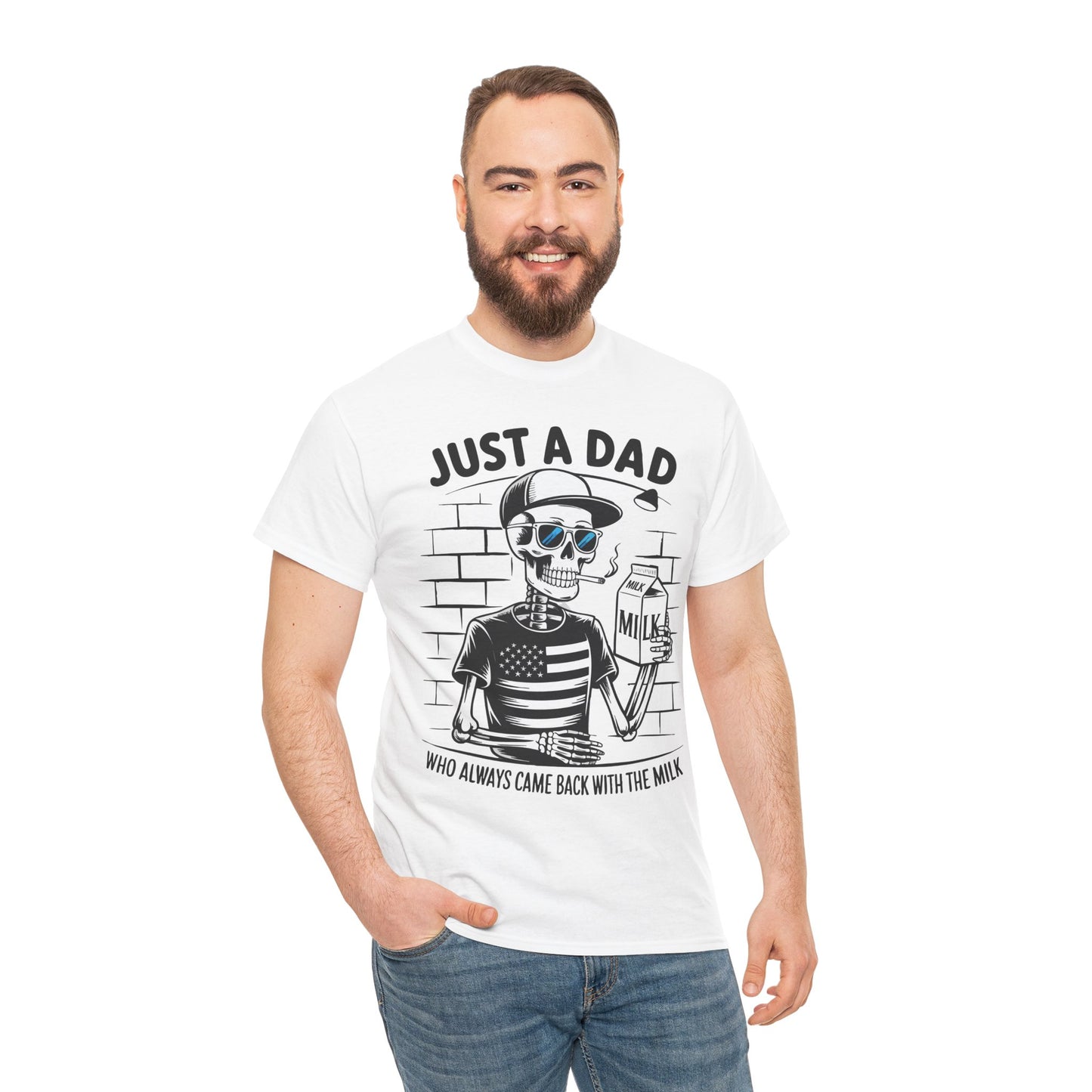 Just A Dad Skull Tee — "Who Always Came Back With The Milk" Vintage Father's Day T‑Shirt