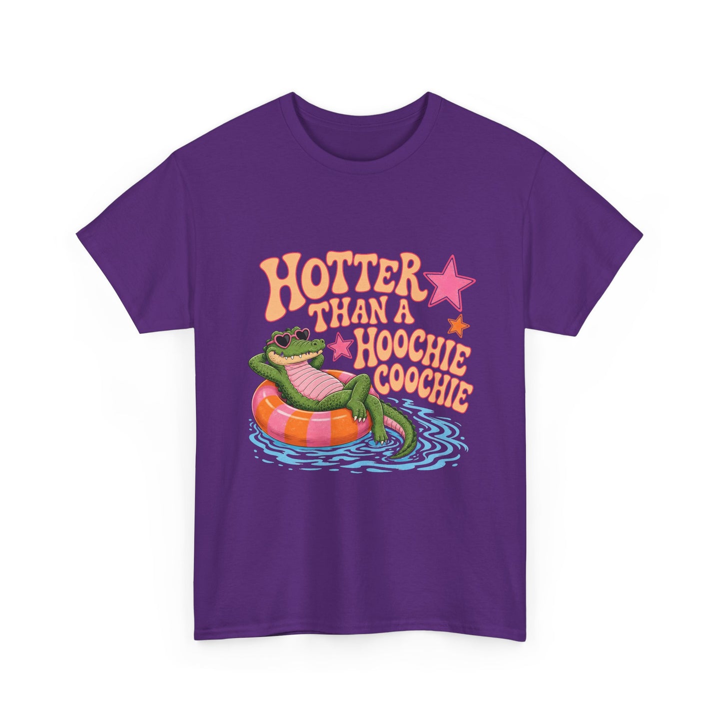 Graphic Tee — "Hotter Than a Hoochie Coochie" Alligator Pool Float Shirt