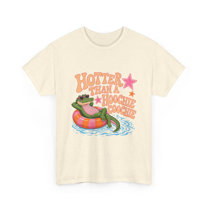 Graphic Tee — "Hotter Than a Hoochie Coochie" Alligator Pool Float Shirt
