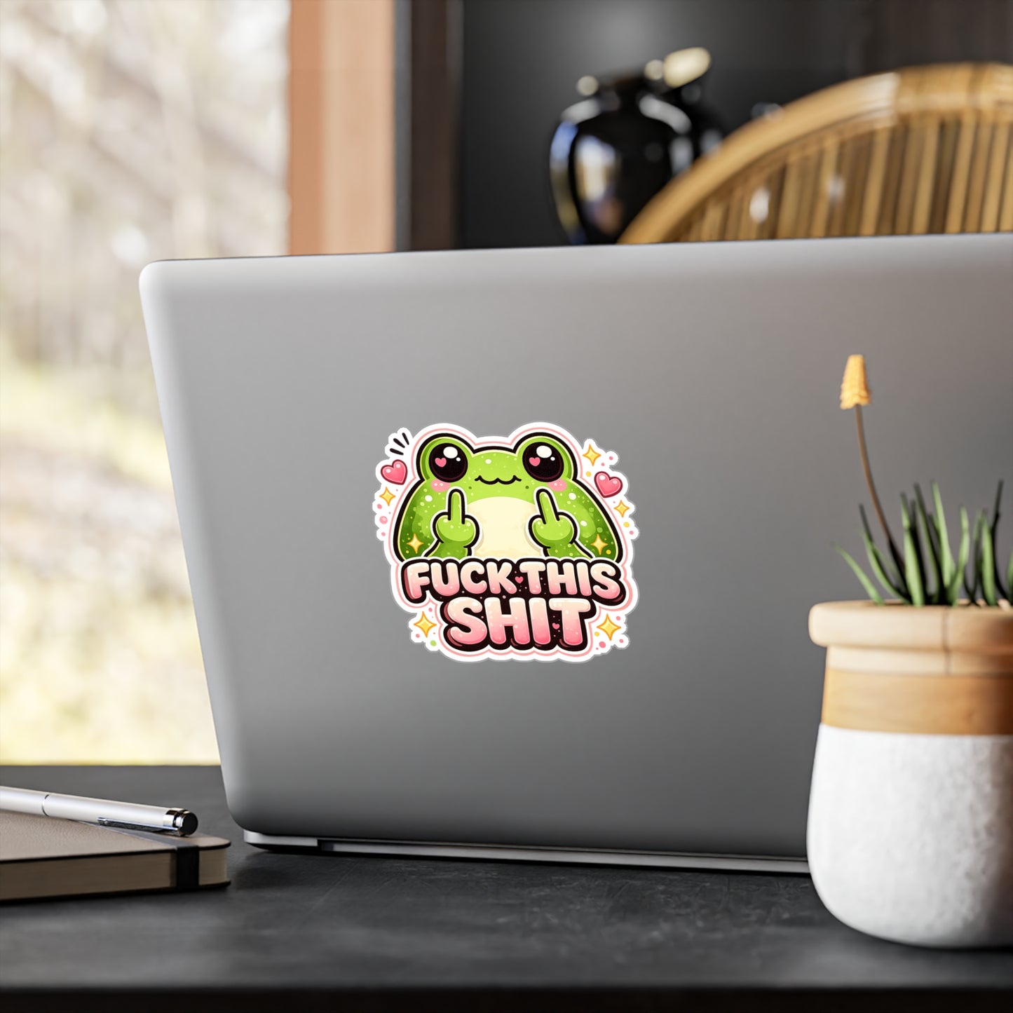 Funny Frog Vinyl Sticker — “Fuck This Shit” Kiss-Cut Decal