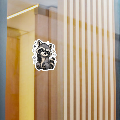 Rude Raccoon Kiss-Cut Vinyl Sticker — Sassy Middle Finger Decal for Laptop, Water Bottle, Car