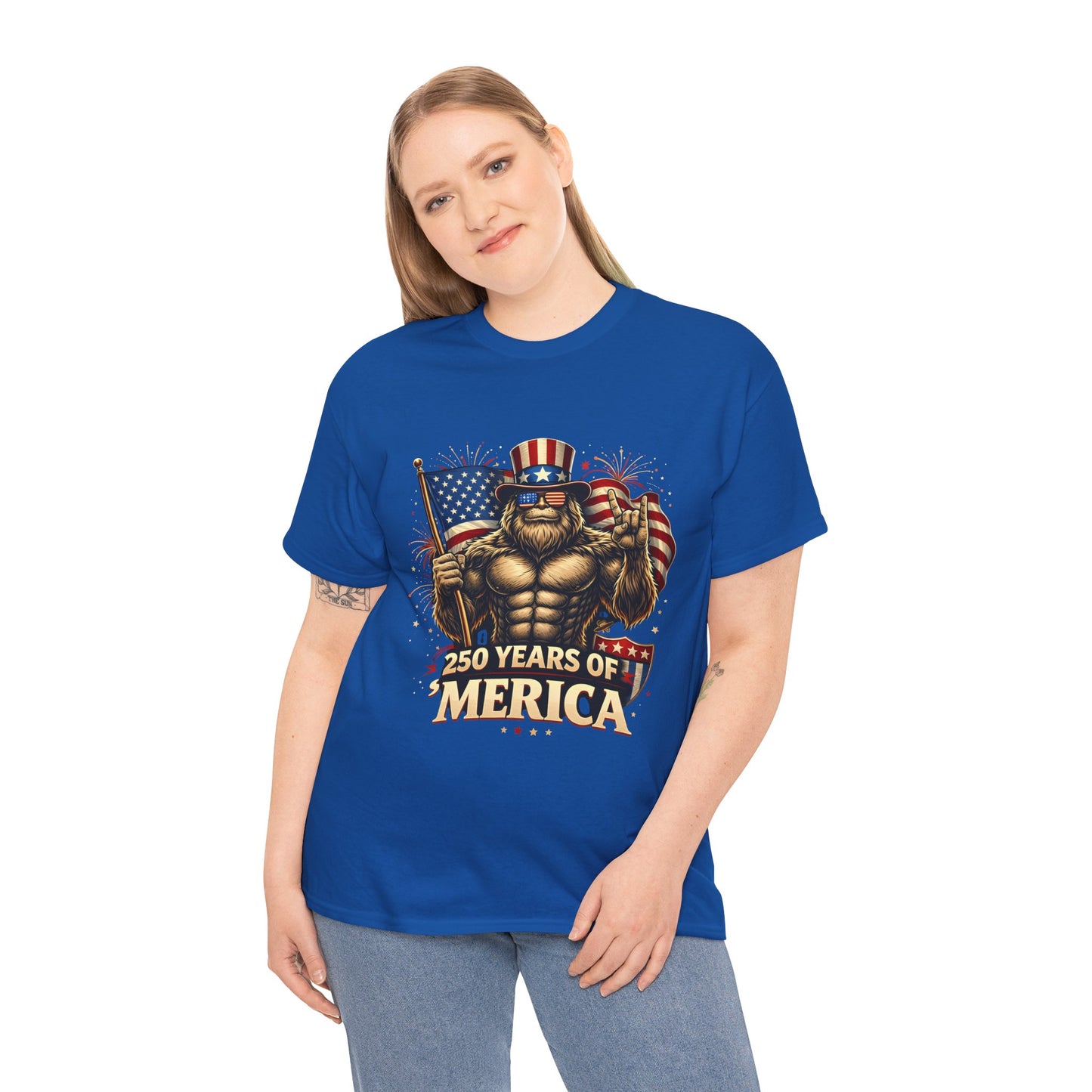 250 Years of America T-Shirt — Patriotic Uncle Sam Bigfoot Flag Tee