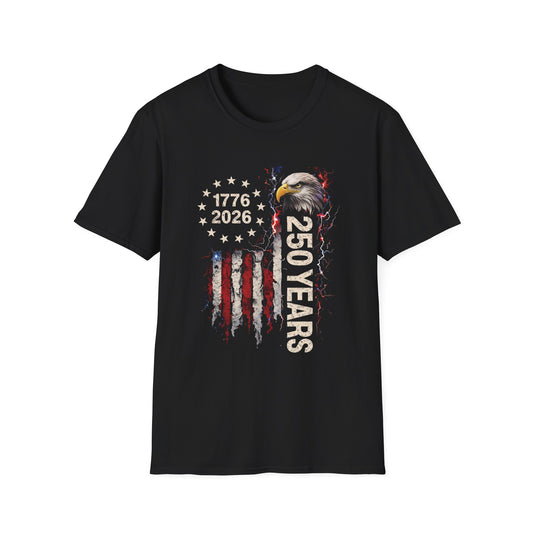 250 Years USA Anniversary T-Shirt – 1776–2026 Bald Eagle American Flag Tee