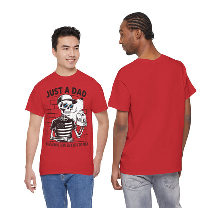 Just A Dad Skull Tee — "Who Always Came Back With The Milk" Vintage Father's Day T‑Shirt