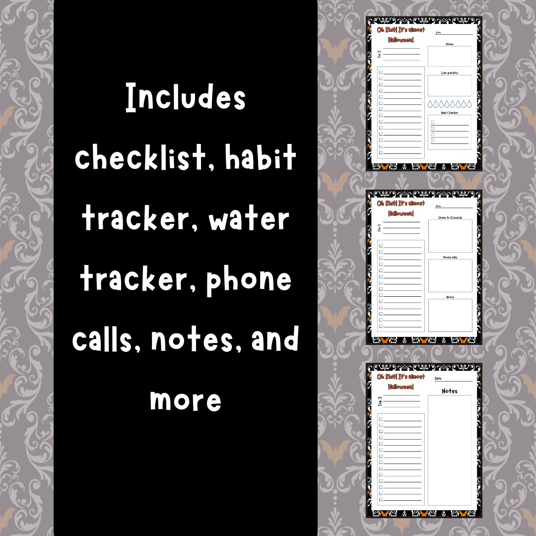 "Oh Shit! It's Almost Halloween"  Checklist - Printable/Digital