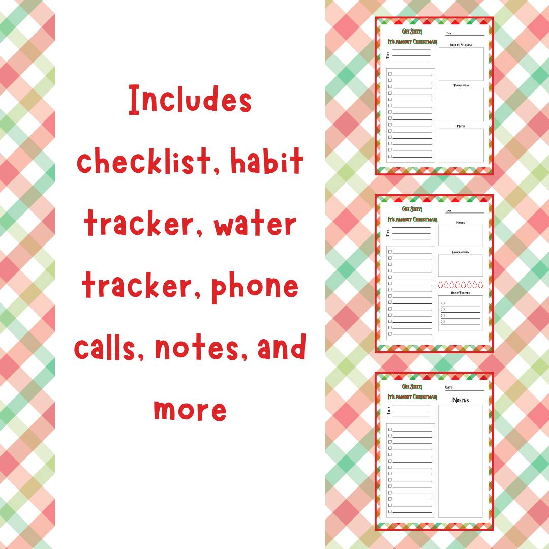 "Oh Shit! It's Almost Christmas!" Checklist/Tracker Plaid