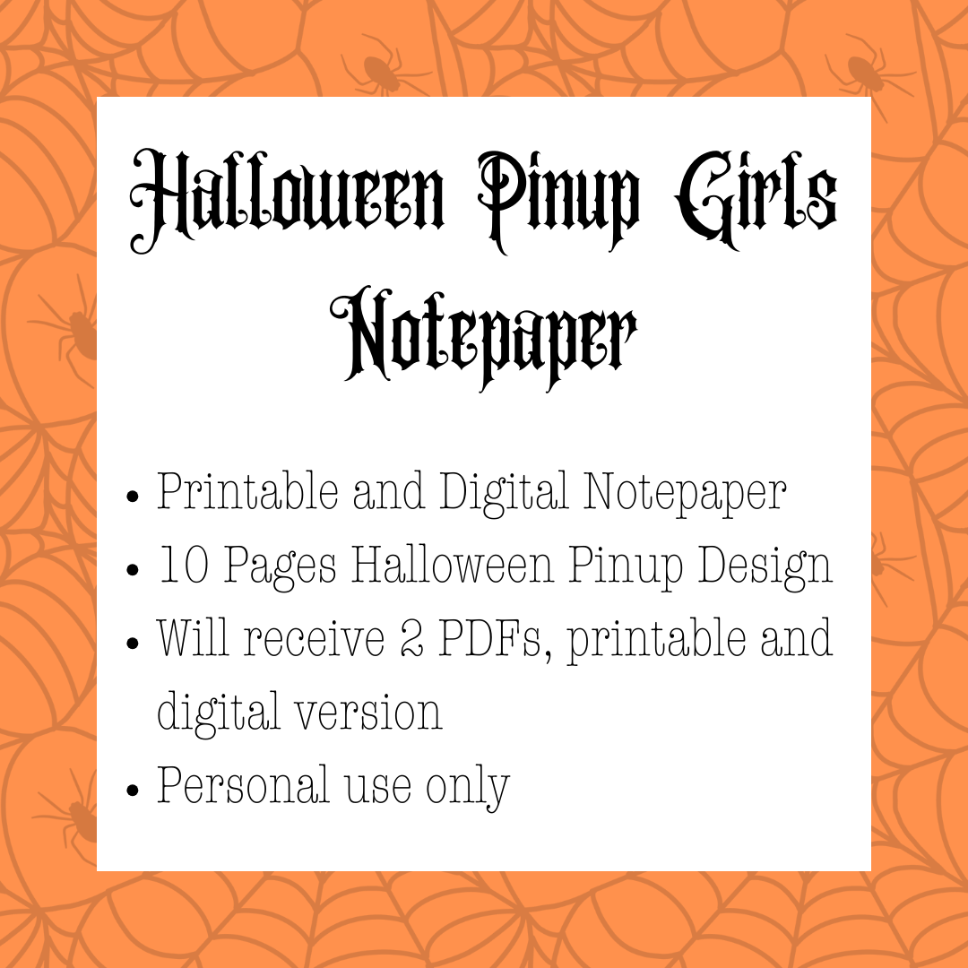 Halloween Pinup Notepaper Digital and Printable