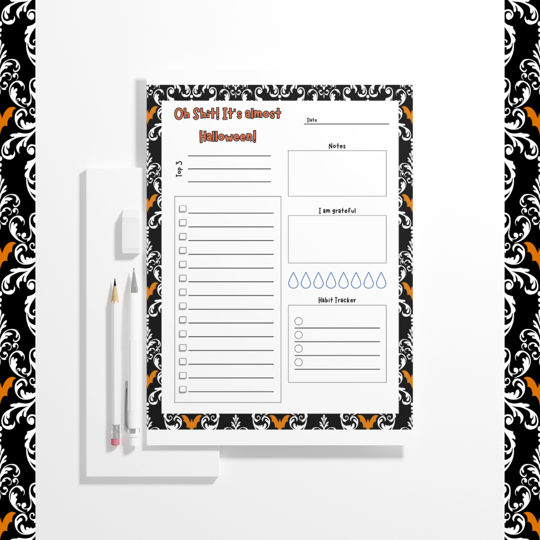 "Oh Shit! It's Almost Halloween"  Checklist - Printable/Digital