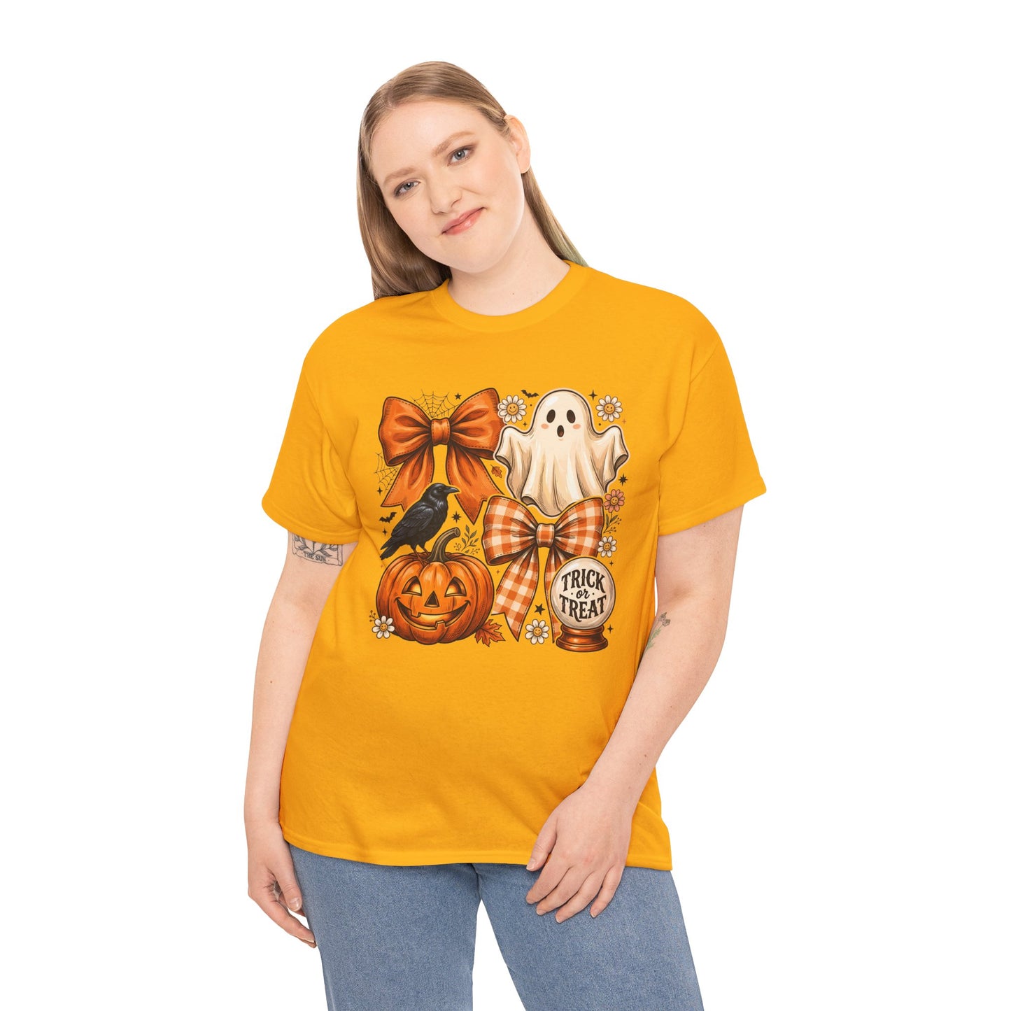 Halloween Pumpkin Ghost Tee — Trick or Treat Fall Graphic Shirt