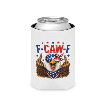 Patriotic Eagle 'F-CAW-F' Can Cooler – Funny 4th of July Drink Koozie
