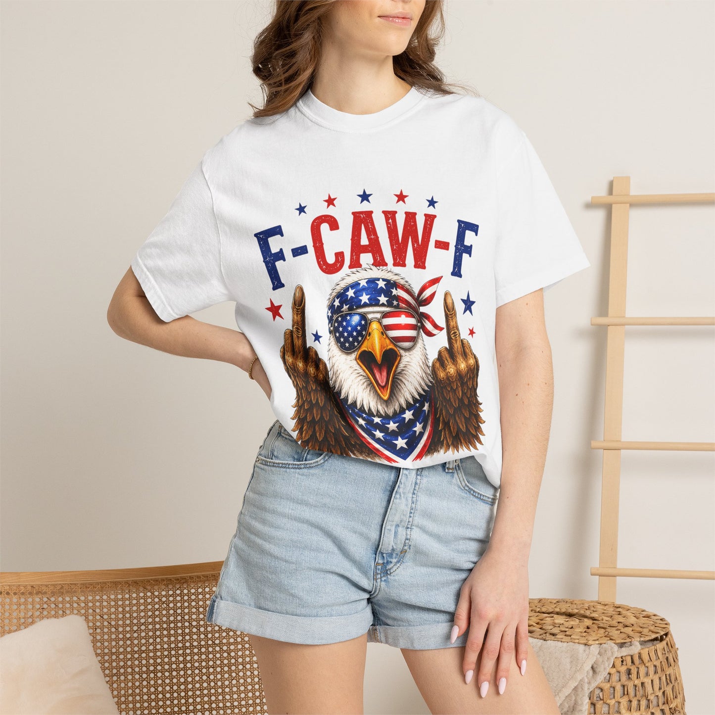 Patriotic Bald Eagle 'F-CAW-F' Graphic T-Shirt