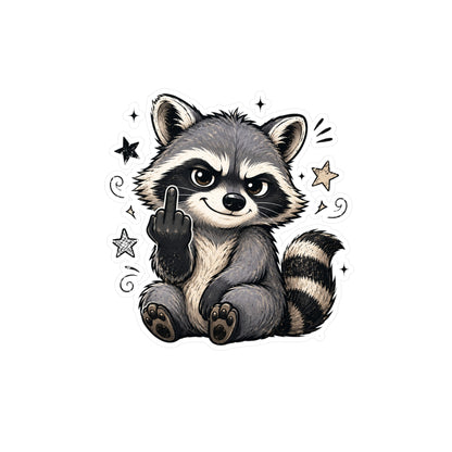 Rude Raccoon Kiss-Cut Vinyl Sticker — Sassy Middle Finger Decal for Laptop, Water Bottle, Car