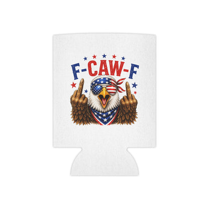 Patriotic Eagle 'F-CAW-F' Can Cooler – Funny 4th of July Drink Koozie