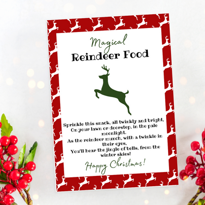 Magical Reindeer Food Printable Instant Download Red Deer