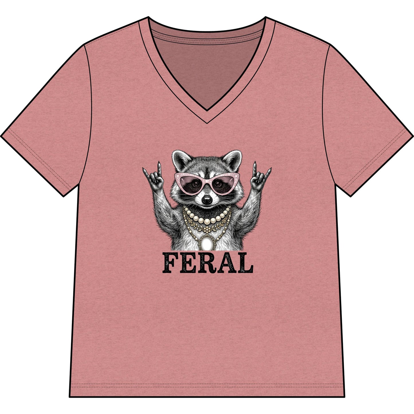 Feral Raccoon Graphic Tee — Cute Rebel V-Neck Shirt
