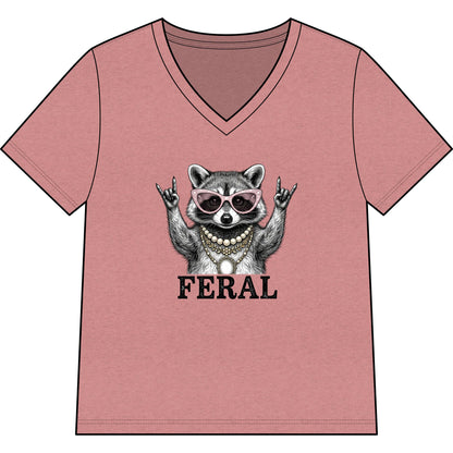 Feral Raccoon Graphic Tee — Cute Rebel V-Neck Shirt