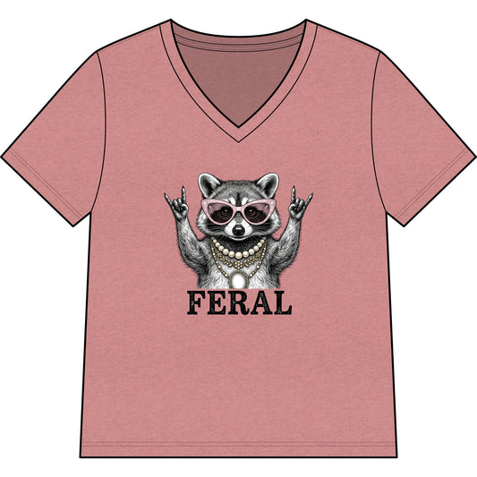 Feral Raccoon Graphic Tee — Cute Rebel V-Neck Shirt