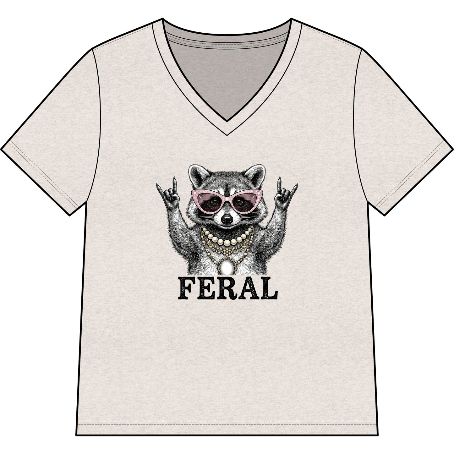 Feral Raccoon Graphic Tee — Cute Rebel V-Neck Shirt